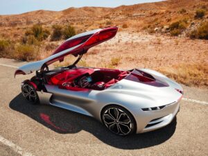 This futuristic car was built by Renault in France. It looks more like a space shuttle than a car.