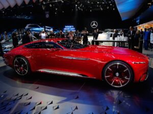 This is the Maybach concept car from Mercedes. It has winged doors and is designed to look like a yacht...